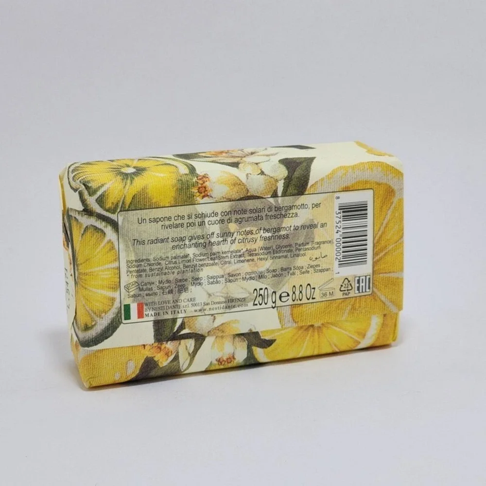 Nesti Dante Il Frutteto Citron and Bergamot Natural Energizing Soap 8.8 oz 250 g